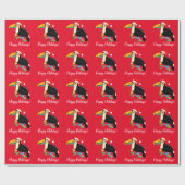 Papier Cadeau Toucan avec Santa Hat Joyeuses vacances! (Plat)