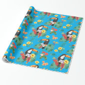 Papier Cadeau Toucan et fleurs tropicales (Déroulé)