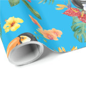 Papier Cadeau Toucan et fleurs tropicales (Coin rond)