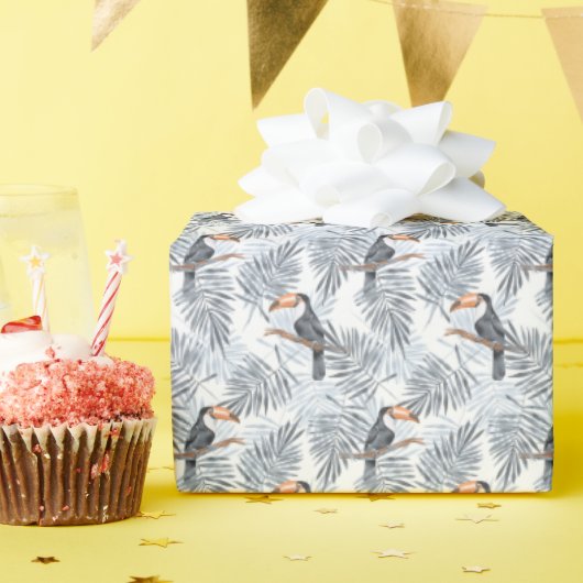 Papier Cadeau Toucan gris (Fête d'anniversaire)