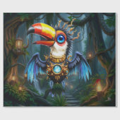Papier Cadeau Toucan Steampunk au Clair de Lune. (Plat)