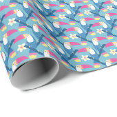 Papier Cadeau Toucan tropical : motif floral vibrant. (Coin rond)