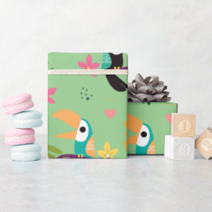 Papier Cadeau Toucans et perroquets