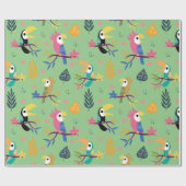 Papier Cadeau Toucans et perroquets (Plat)