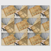 Papier Cadeau Touche de piano et musique de feuille (Plat)