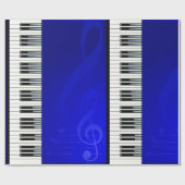 Papier Cadeau Touches de piano à effet bleu notes musicales (Plat)