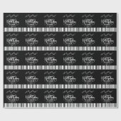 Papier Cadeau Touches de piano et notes musicales Noir Blanc Ann (Plat)