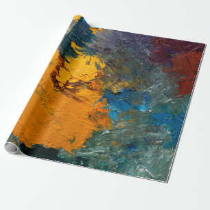 Papier Cadeau touches multicolores de peinture à l'huile sur l'a