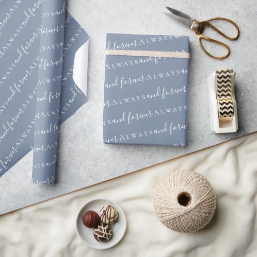 Papier Cadeau Toujours et toujours Dusty Mariage bleu (Artisanat)