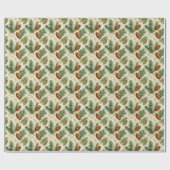 Papier Cadeau Toujours verts et cônes (Plat)