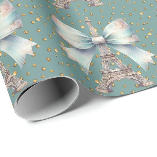 Papier Cadeau Tour Eiffel avec Bow (Coin rond)
