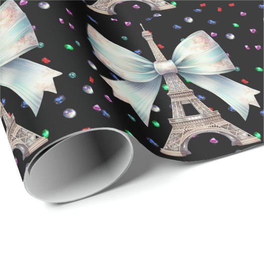 Papier Cadeau Tour Eiffel avec Bow 2 (Coin rond)