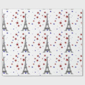 Papier Cadeau Tour Eiffel avec étoiles (Plat)