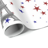 Papier Cadeau Tour Eiffel avec étoiles (Coin rond)