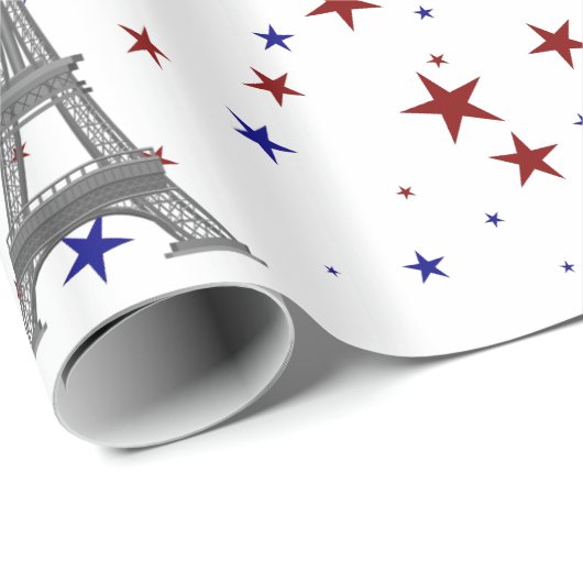 Papier Cadeau Tour Eiffel avec étoiles (Coin rond)