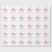 Papier Cadeau Tour Eiffel en rose (Plat)