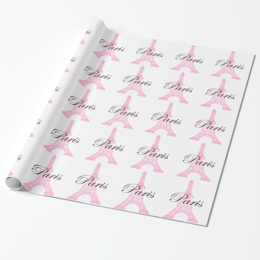 Papier Cadeau Tour Eiffel en rose (Déroulé)
