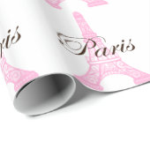 Papier Cadeau Tour Eiffel en rose (Coin rond)