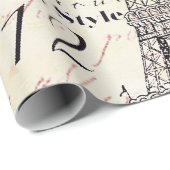 Papier Cadeau Tour Eiffel et hydrangea  (Coin rond)