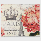 Papier Cadeau Tour Eiffel et hydrangée (Plat)