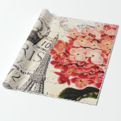 Papier Cadeau Tour Eiffel et hydrangée (Déroulé)