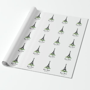 Papier Cadeau Tour Eiffel et pin Joyeux moderne Noel