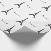 Papier Cadeau Tour Eiffel français noir et blanc de pois (Coin)