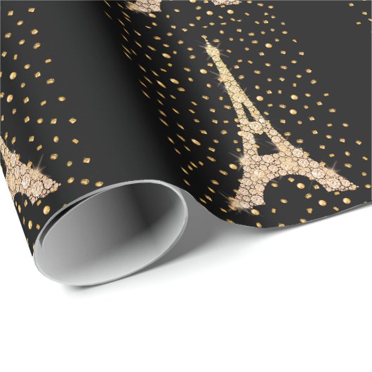 Papier Cadeau Tour Eiffel Gold Bling (Coin rond)