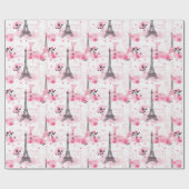Papier Cadeau Tour Eiffel Motif, Paris Chic rose (Plat)