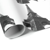 Papier Cadeau Tour Eiffel Noir & Blanc Paris Voyage européen (Coin rond)