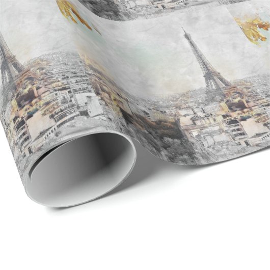 Papier Cadeau Tour Eiffel Papier d'emballage Paris – Élégant Fra (Coin rond)
