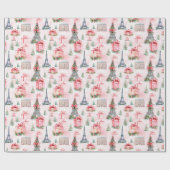 Papier Cadeau Tour Eiffel, Paris Chic French Pink Noël (Plat)