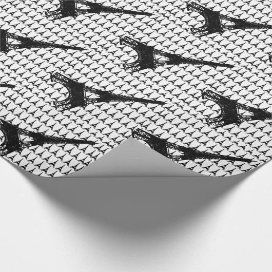 Papier Cadeau Tour Eiffel Paris noir et blanc (Coin)