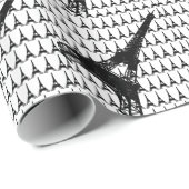 Papier Cadeau Tour Eiffel Paris noir et blanc (Coin rond)