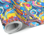 Papier Cadeau Tour Eiffel Pop Art (Coin rond)