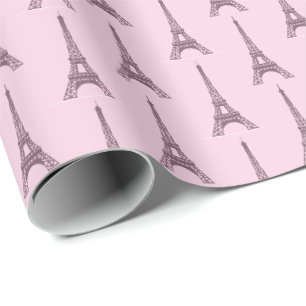 Papier Cadeau Tour Eiffel rose de Paris