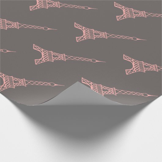 Papier Cadeau Tour Eiffel rose et gris Papier d'enveloppement Pa (Coin)