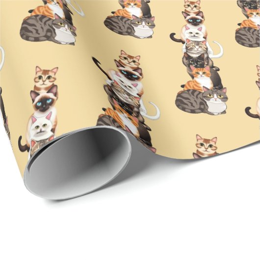 Papier Cadeau Tour Feline Cat-Er-Pillar (Coin rond)