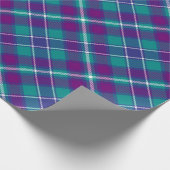 Papier Cadeau Tourbé vert de mer, violet et bleu Tartan (Coin)