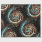 Papier Cadeau Tourbillon Abstrait Moderne Points Bleu Gingembre (Plat)