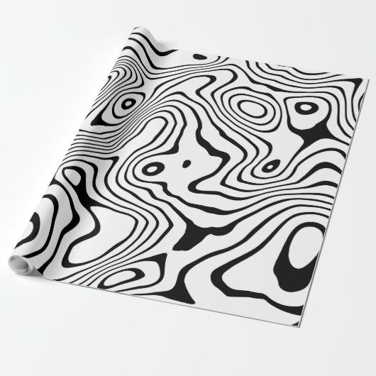 Papier Cadeau Tourbillon blanc noir Conception abstraite (Déroulé)