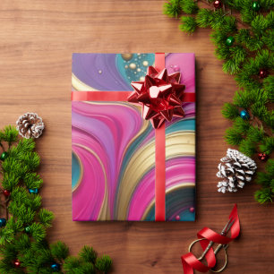 Papier Cadeau Tourbillon de cœur abstrait gras – Art coloré mode