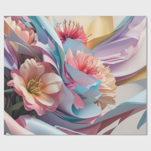 Papier Cadeau Tourbillon de Fleurs Pastel (Plat)
