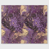 Papier Cadeau tourbillon d'encre d'or iris : (Plat)