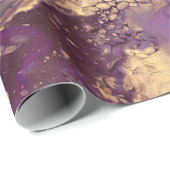 Papier Cadeau tourbillon d'encre d'or iris : (Coin rond)