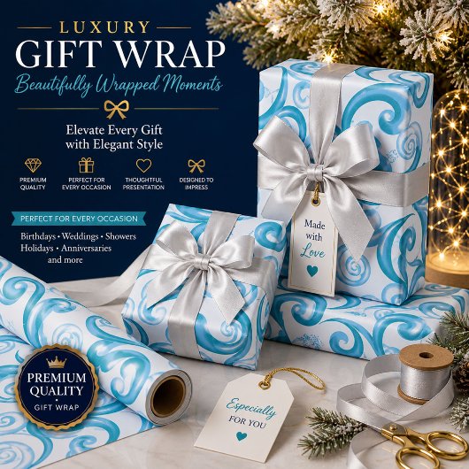 Papier cadeau tourbillon turquoise
