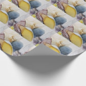 Papier Cadeau Tourbillons d'encre d'alcool, teinte jaune, abstra (Coin)