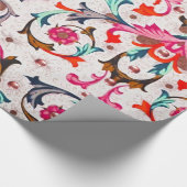 PAPIER CADEAU TOURBILLONS FLORAUX ROUGES DE LA RENAISSANCE FLORE (Coin)