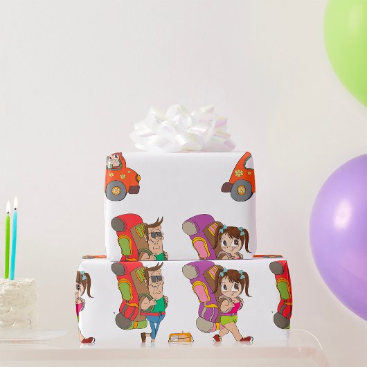 Papier Cadeau Touristes Avec Sacs À Dos Papier D'Emballage Voyag