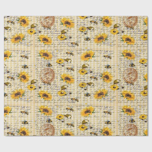 Papier Cadeau Tournesol Bee Gnome (Plat)